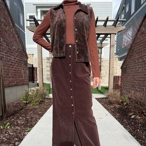Liz Claiborne vintage two piece set vest and skirt corduroy